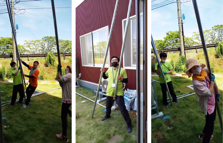 グリーンカーテン作成中